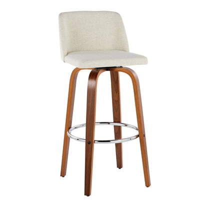 Toriano - Contemporary, Fixed Height Barstool Swivel &amp; Round Footrest (Set of 2)