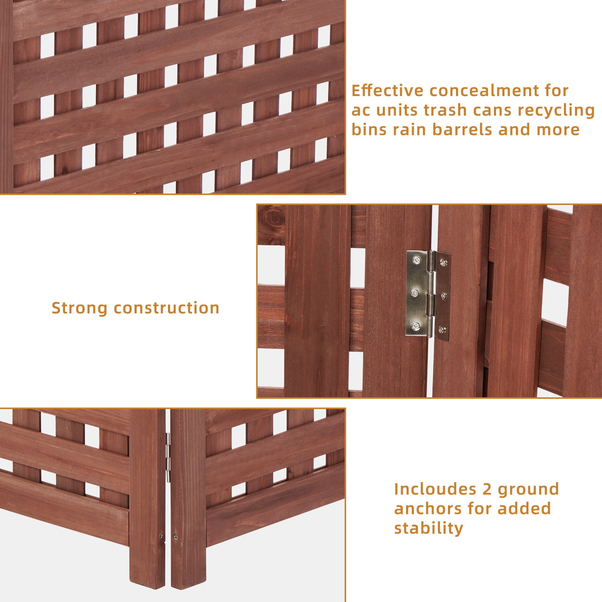 Air Conditioner Fence Screen Outside, Cedar Privacy Fence 3 Panels To Hide Ac &amp; Trash Enclosure