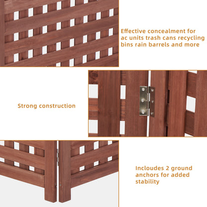 Air Conditioner Fence Screen Outside, Cedar Privacy Fence 3 Panels To Hide Ac &amp; Trash Enclosure