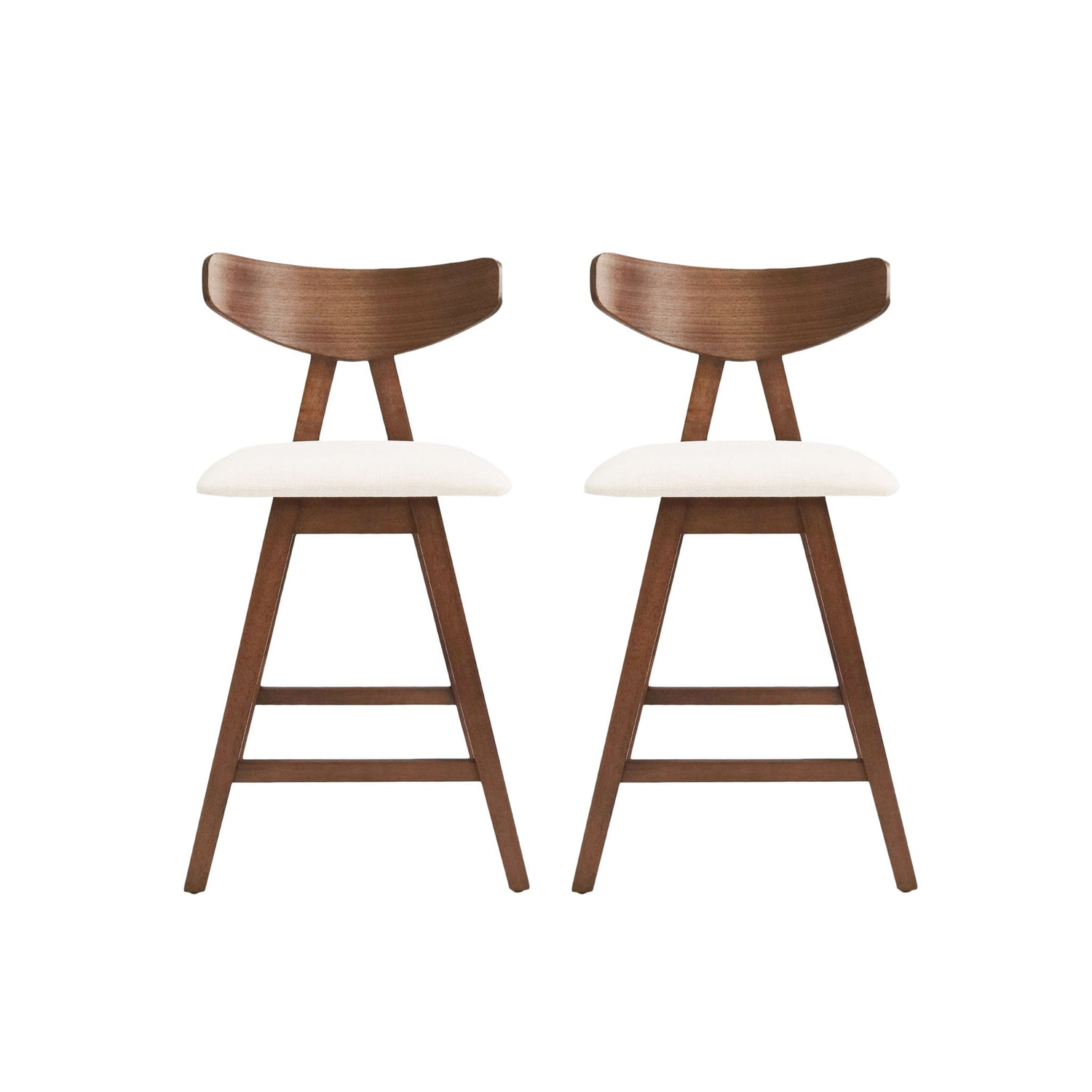 Mid Century Modern Counter Stool With V Shape Frame And Upholstered Seating