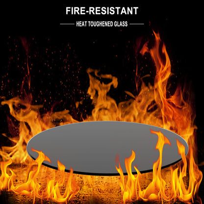 36&quot; Round Tempered Glass Table Top Black Glass 1 / 4&quot; Thick Round Polished Edge - Black
