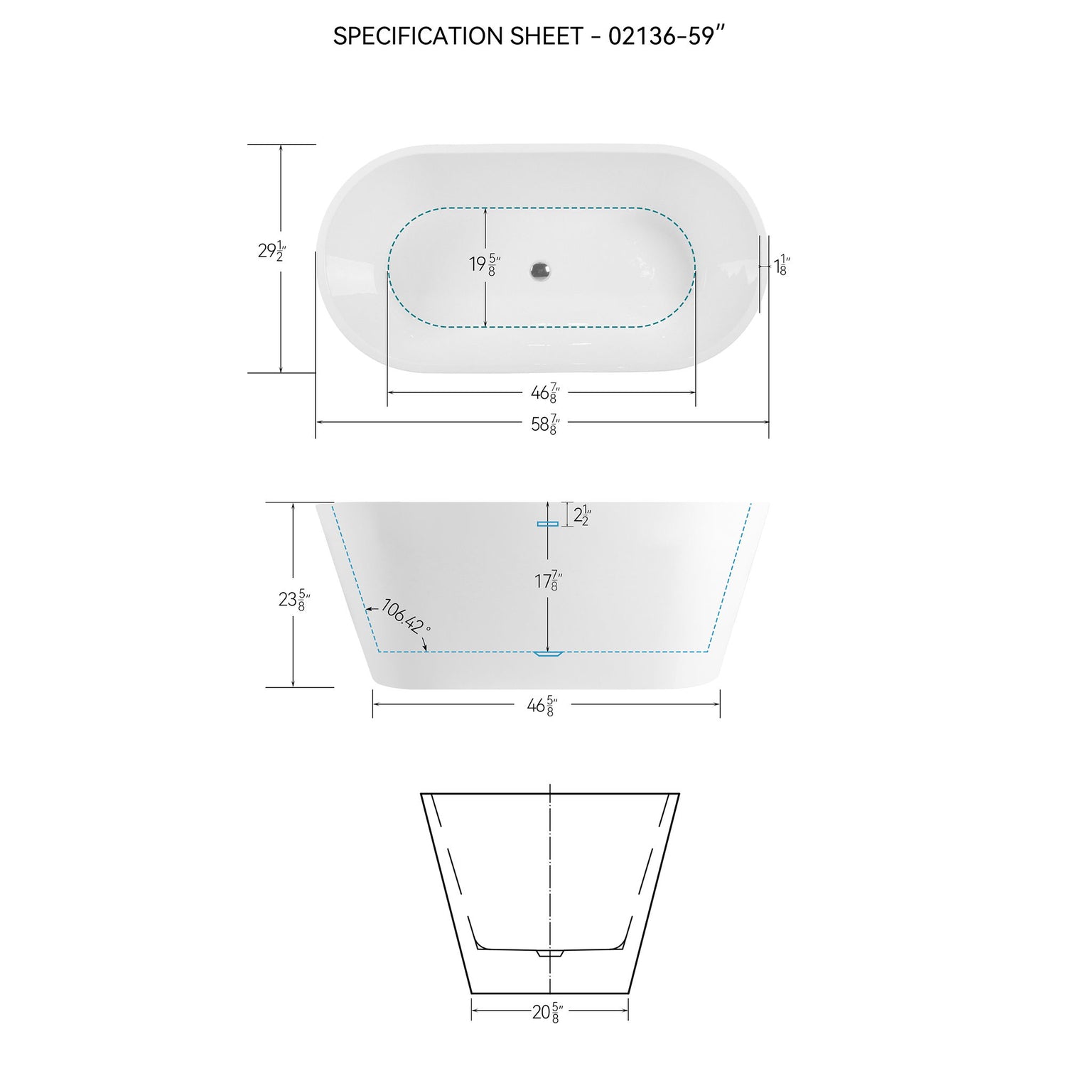 Freestanding Bathtub, Modern &amp; Contemporary Design Soaking Tub With Toe-Tap Drain In Chrome And Classic Slotted Overflow