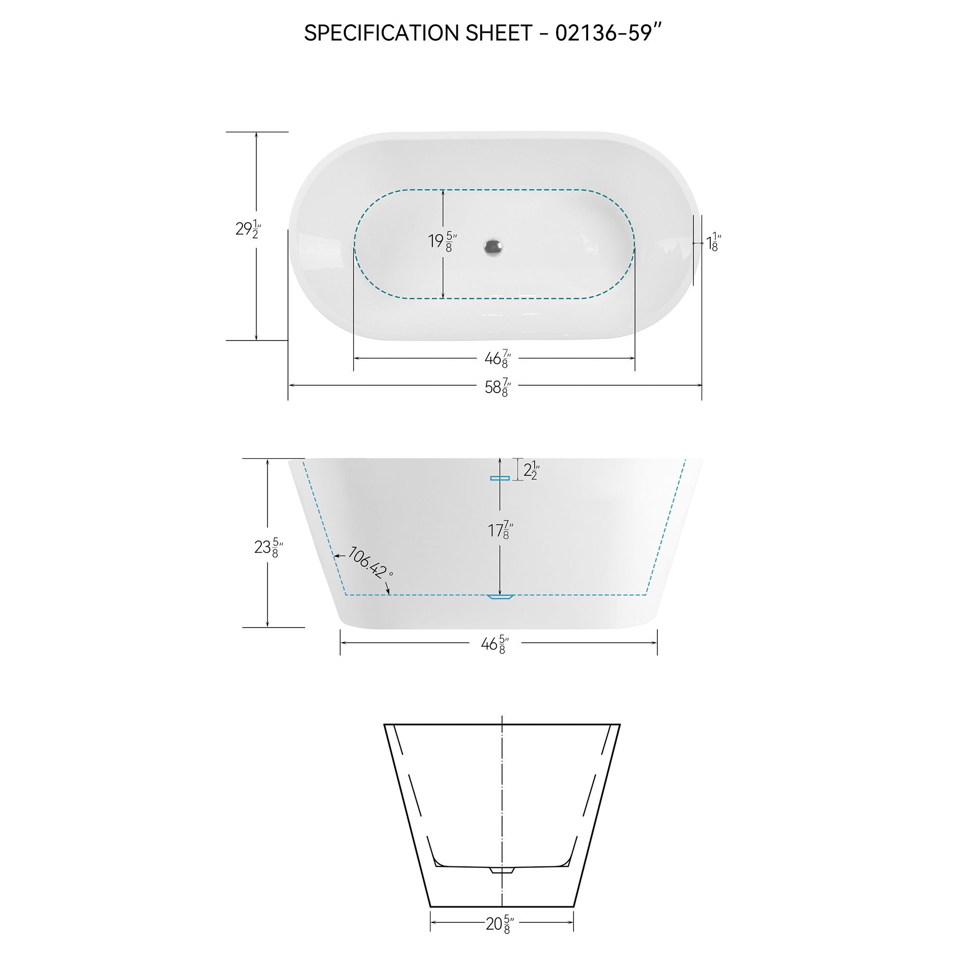 Freestanding Bathtub, Modern &amp; Contemporary Design Soaking Tub With Toe-Tap Drain In Chrome And Classic Slotted Overflow