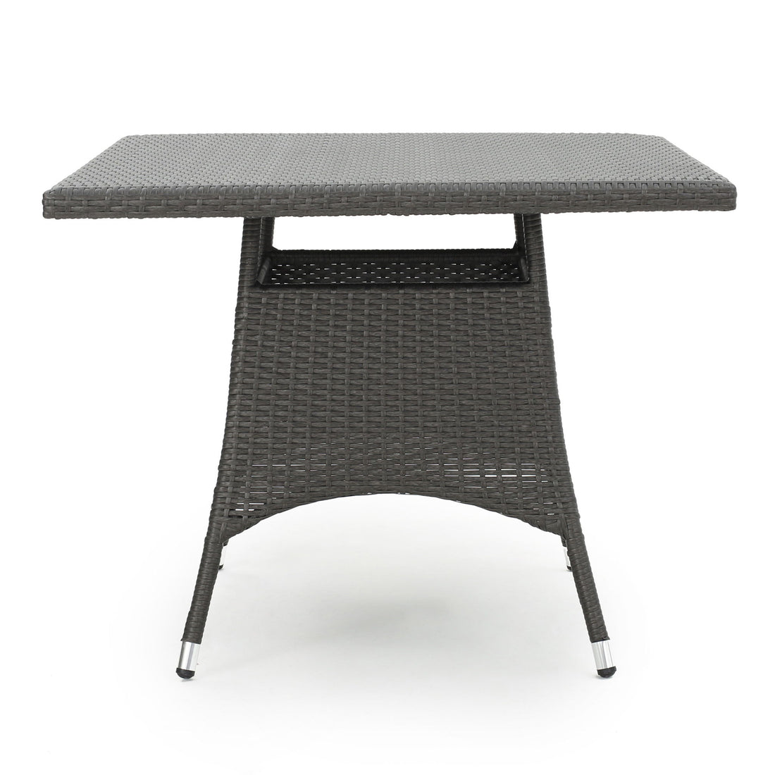 Outdoor Rattan Square Dining Table With 4 Legs - Gray
