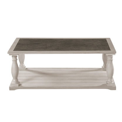 Farmhouse Rectangular Coffee Table With 2 Tiers