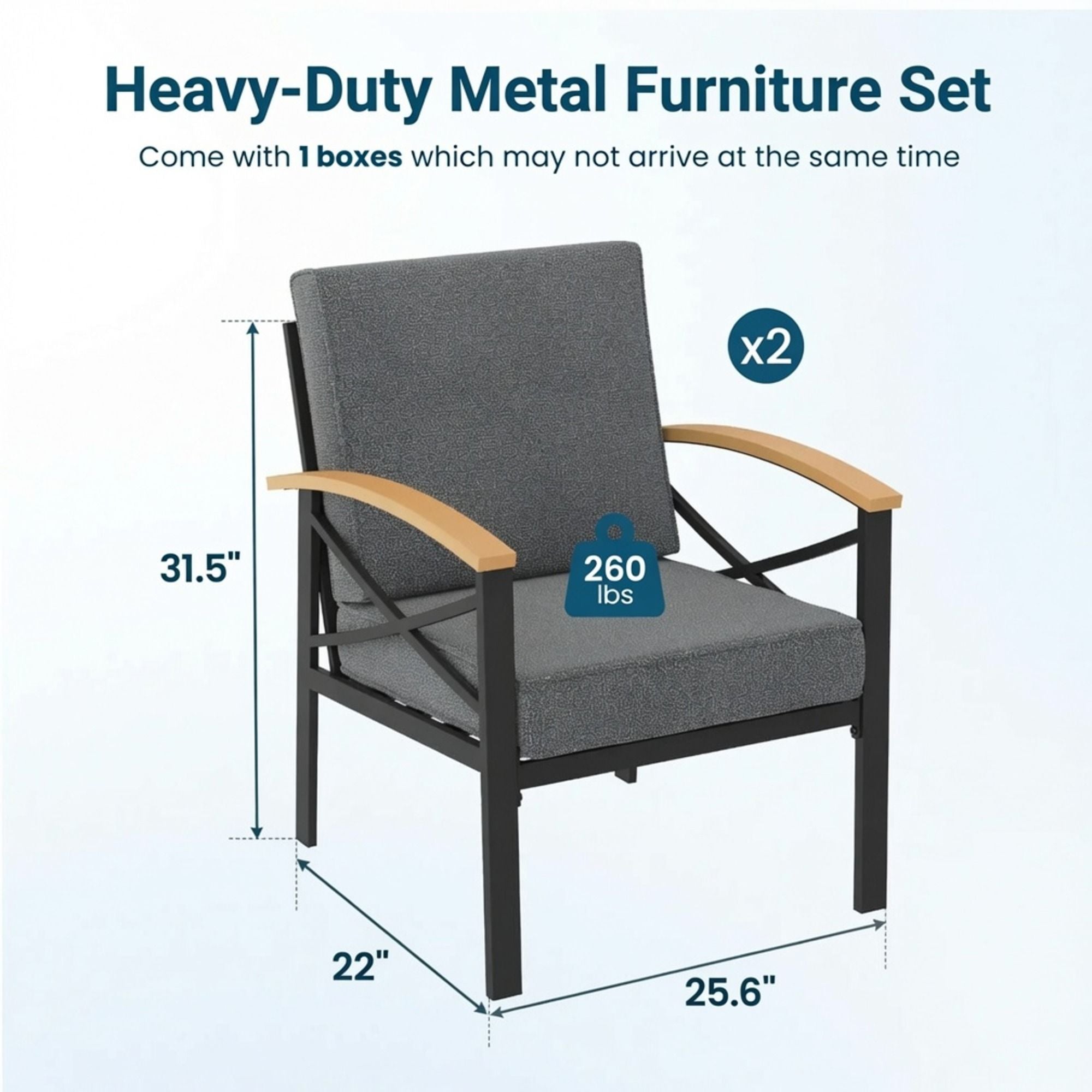 Outdoor Patio Armchair, All Weather (Set of 2)
