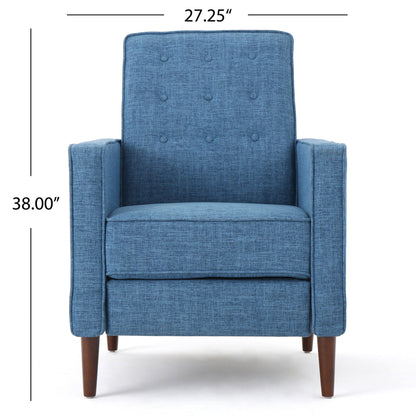 Mid-Century Modern Recliner With Button Tufted Waffle Stitch