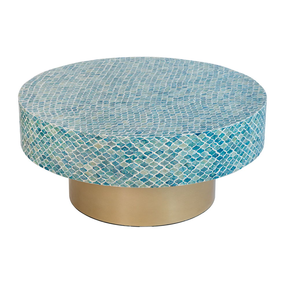 Unique Capiz Coffee Table &amp; Pedestal Base