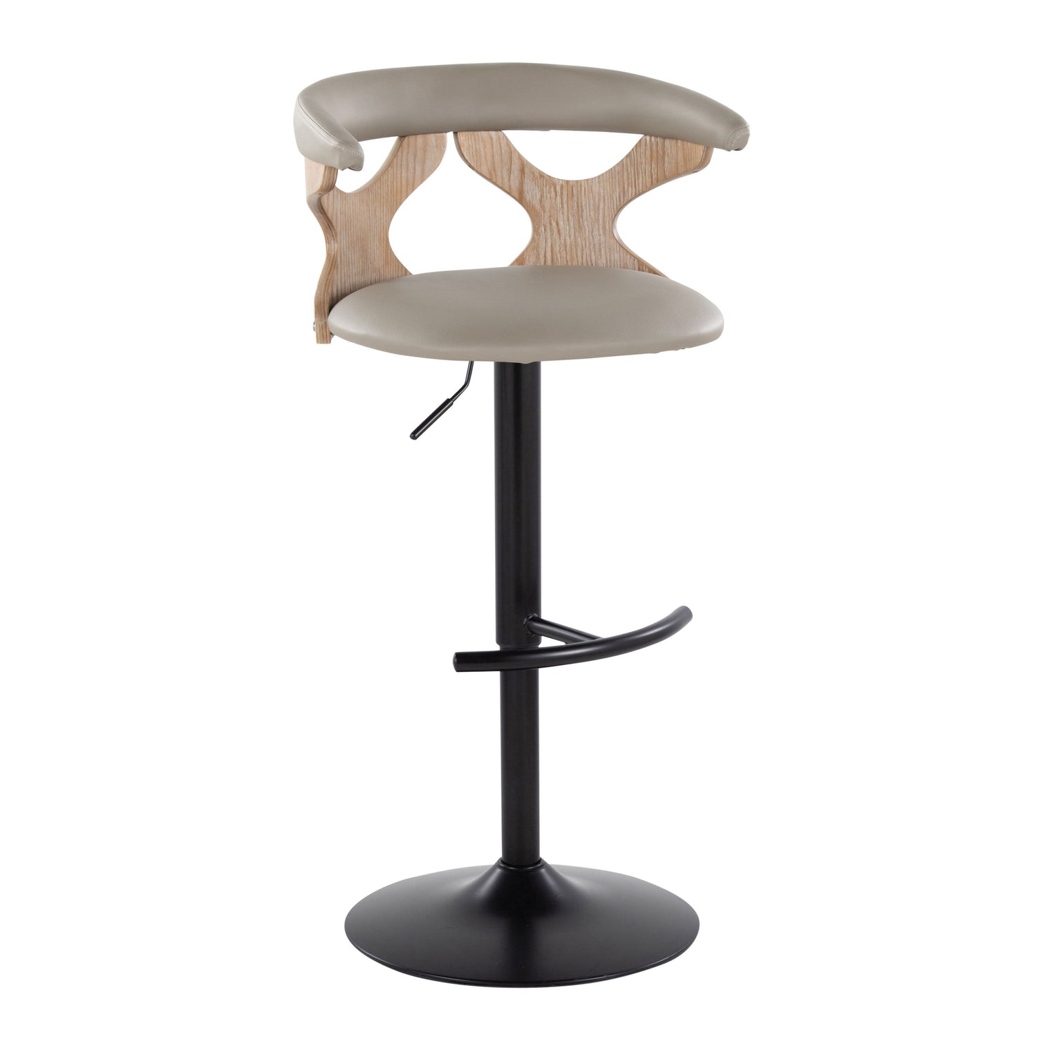 Gardenia - Contemporary Adjustable Barstool &amp; Swivel With Rounded T Footrest (Set of 2)