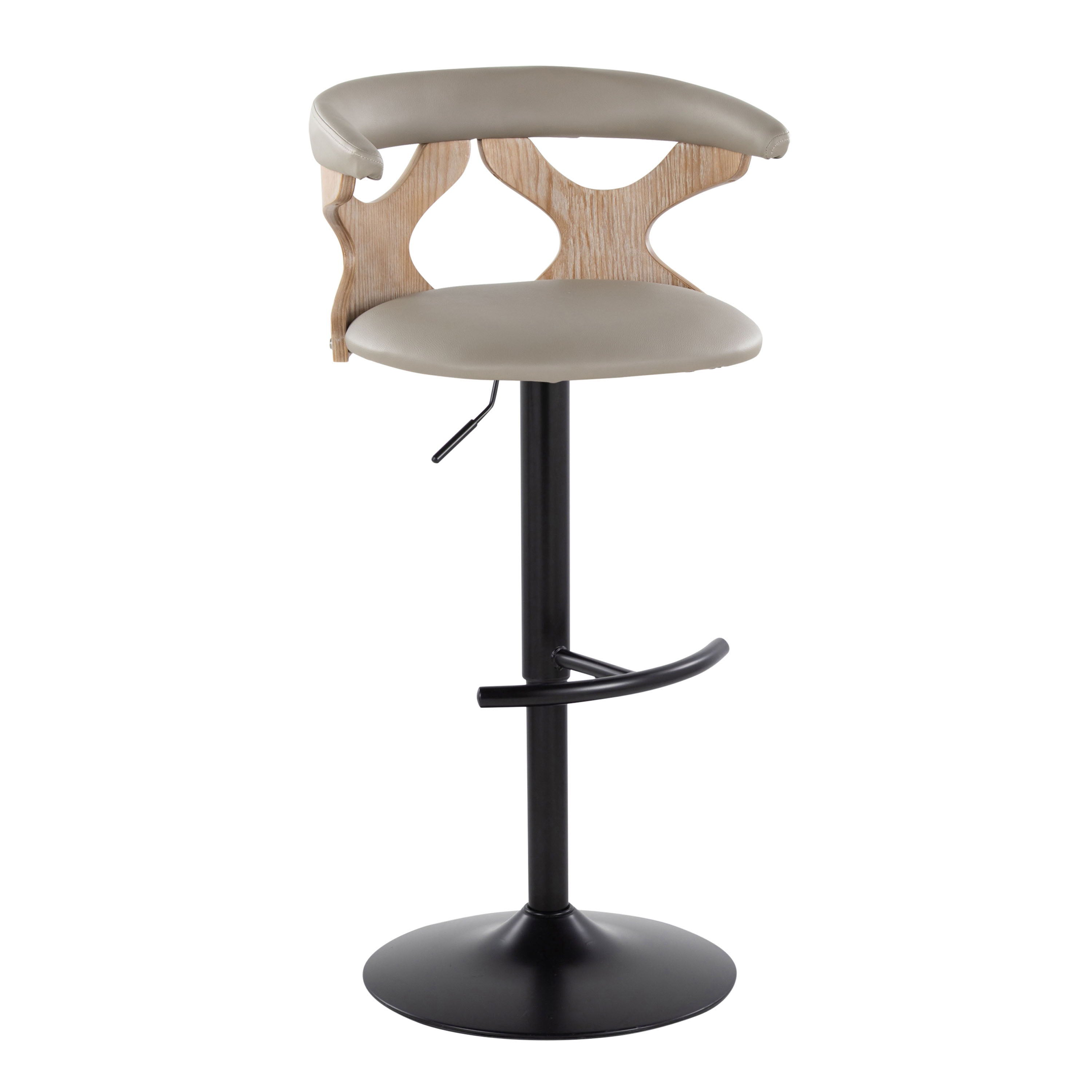Gardenia - Contemporary Adjustable Barstool &amp; Swivel With Rounded T Footrest (Set of 2)