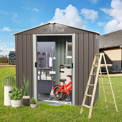 88.98&quot; Outdoor Metal Storage Shed With Window