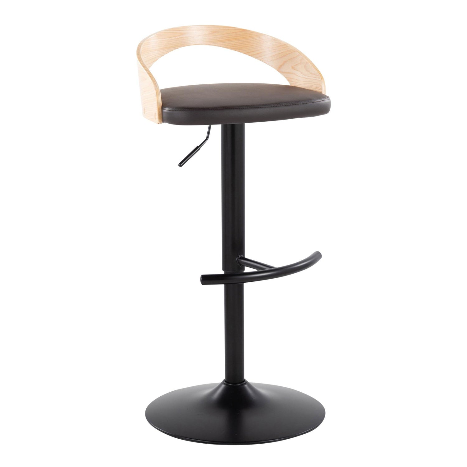 Grotto - Contemporary Adjustable Barstool With Swivel &amp; Rounded T Footrest (Set of 2)