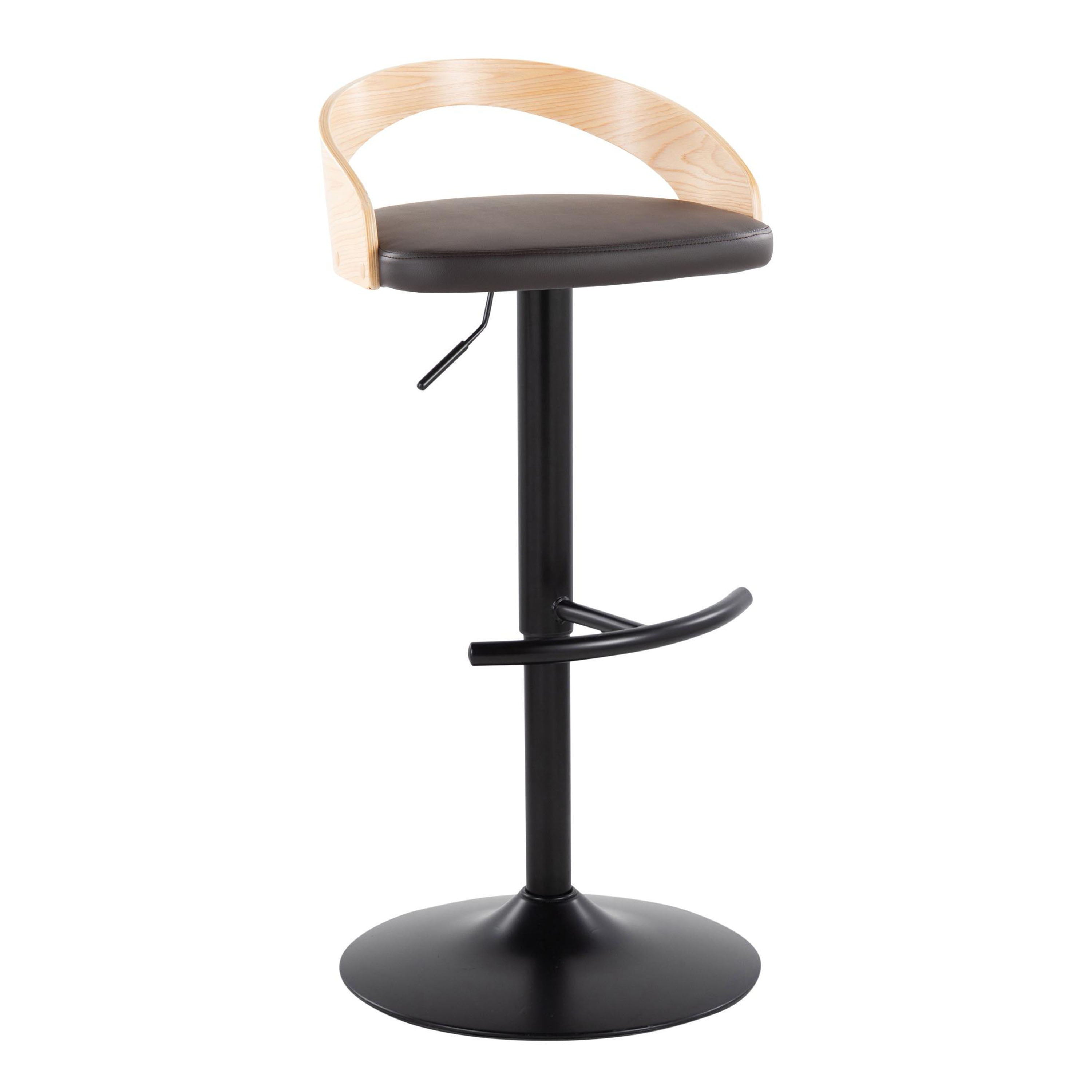 Grotto - Contemporary Adjustable Barstool With Swivel &amp; Rounded T Footrest (Set of 2)