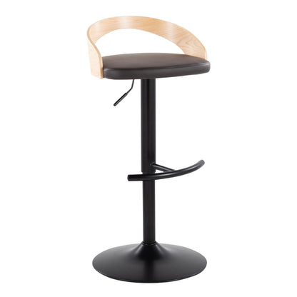 Grotto - Contemporary Adjustable Barstool With Swivel &amp; Rounded T Footrest (Set of 2)