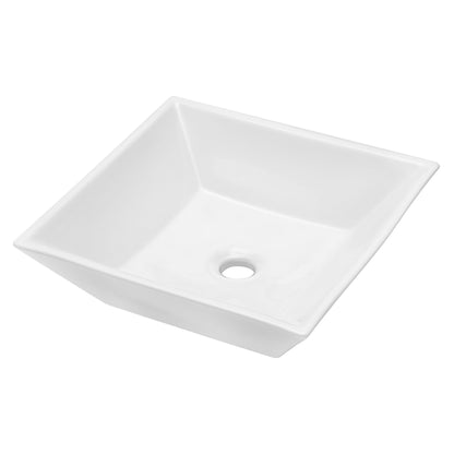 16&quot; 6&quot; Modern European Square Vessel Sink Glossy Porcelain Bathroom Vanity Top Above Counter Ceramic Basin - White