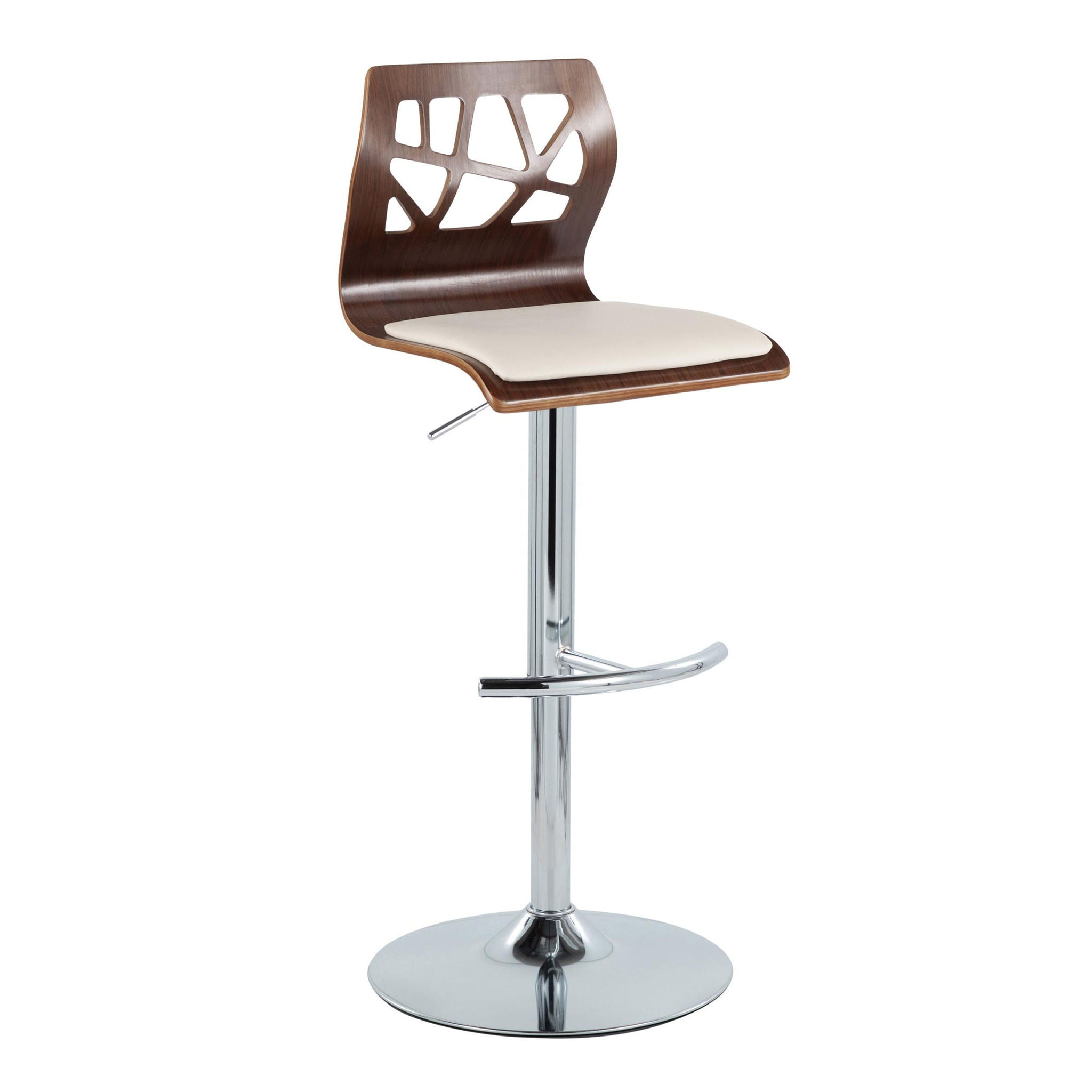 Folia - Mid Century Modern Adjustable Barstool &amp; Swivel With Rounded T Footrest (Set of 2)