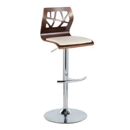 Folia - Mid Century Modern Adjustable Barstool &amp; Swivel With Rounded T Footrest (Set of 2)