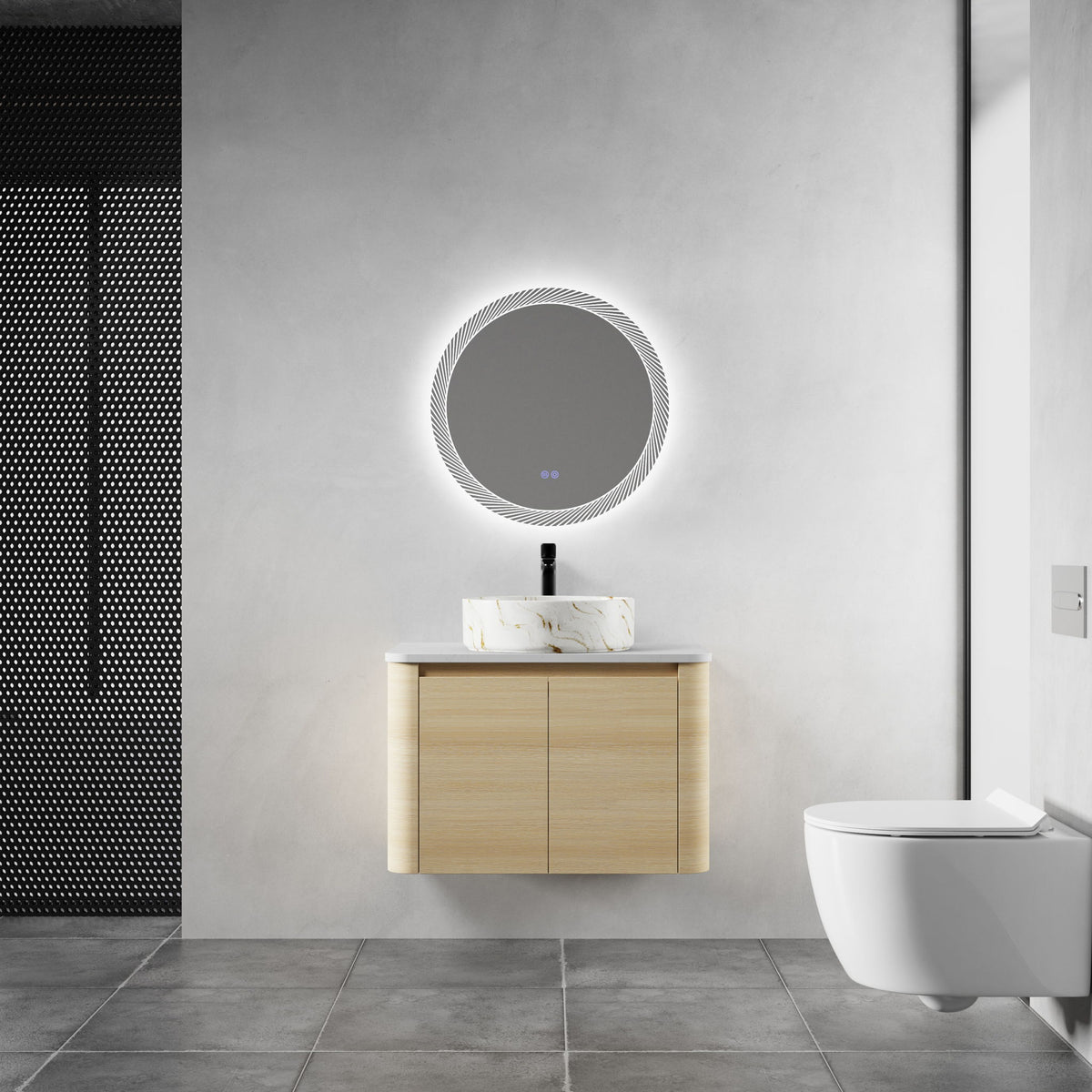 Mounted Bathroom Vanity &amp; Art Sink, Soft Close Door