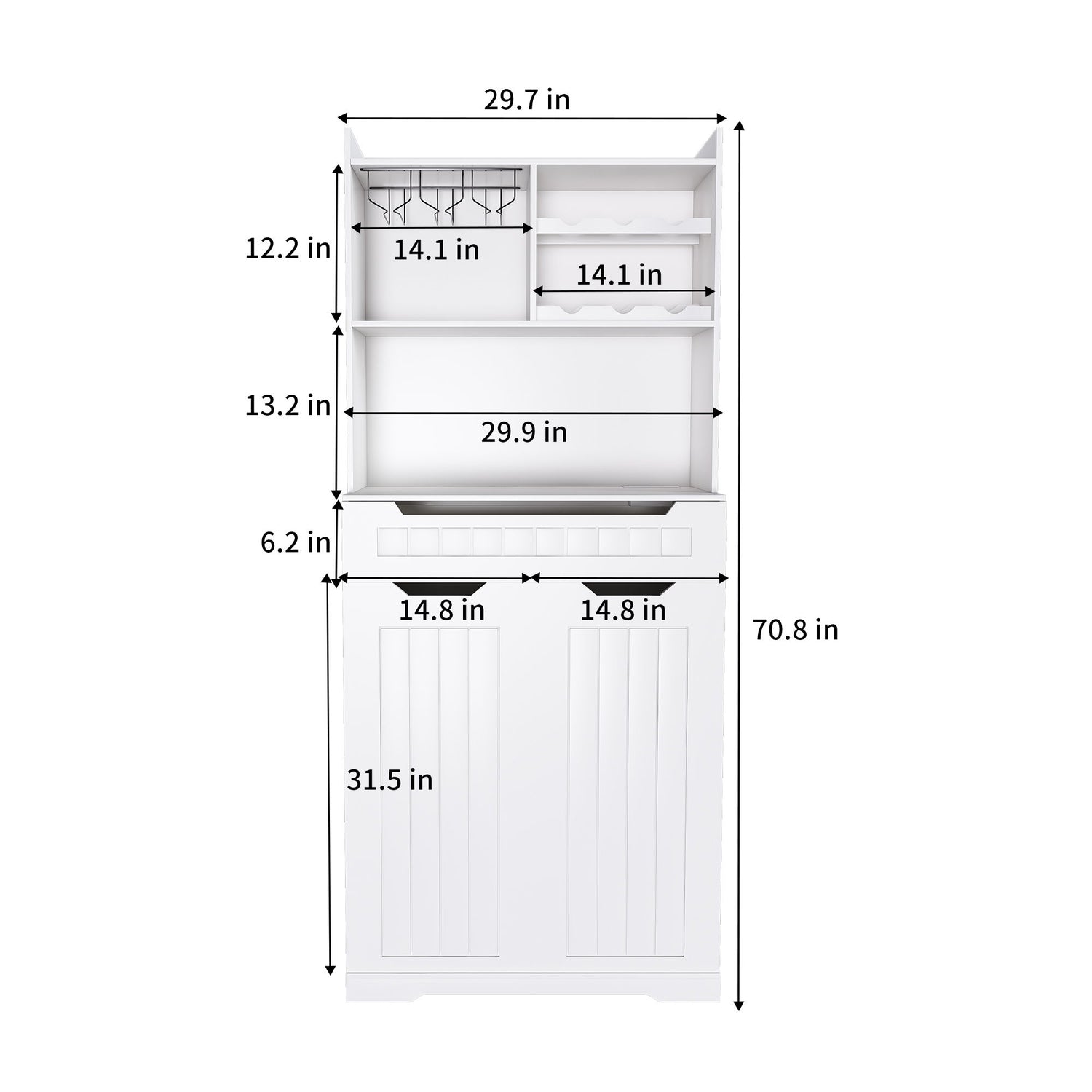 Modern Farmhouse Buffet Cabinet With Hutch Kitchen Storage Sideboard With Drawers &amp; Barn Doors - White