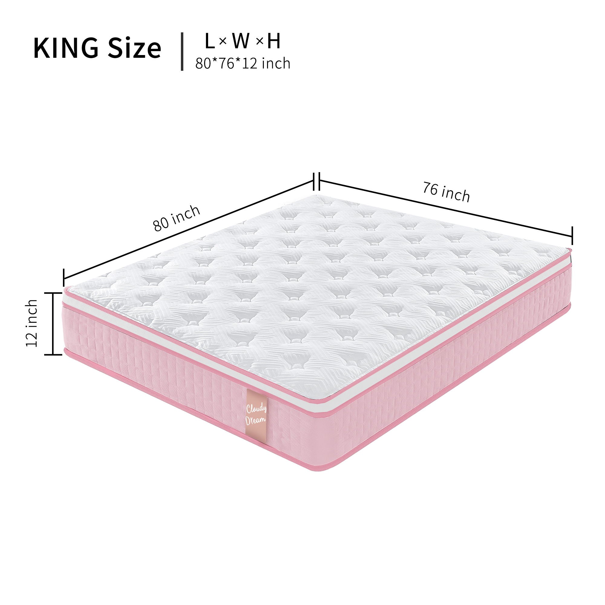 12&quot; Hybrid Mattress With Individual Pocket Spring, Comortable Memory Foam