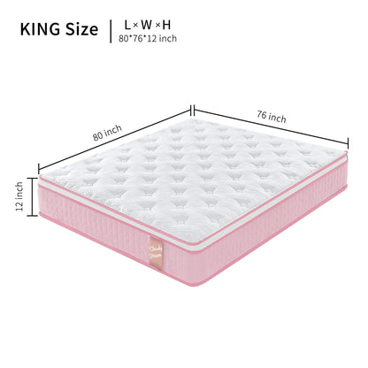 12&quot; Hybrid Mattress With Individual Pocket Spring, Comortable Memory Foam