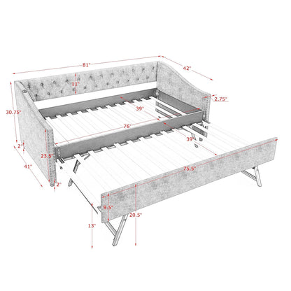 Upholstered Daybed With USB Charging &amp; Pull Out Bed