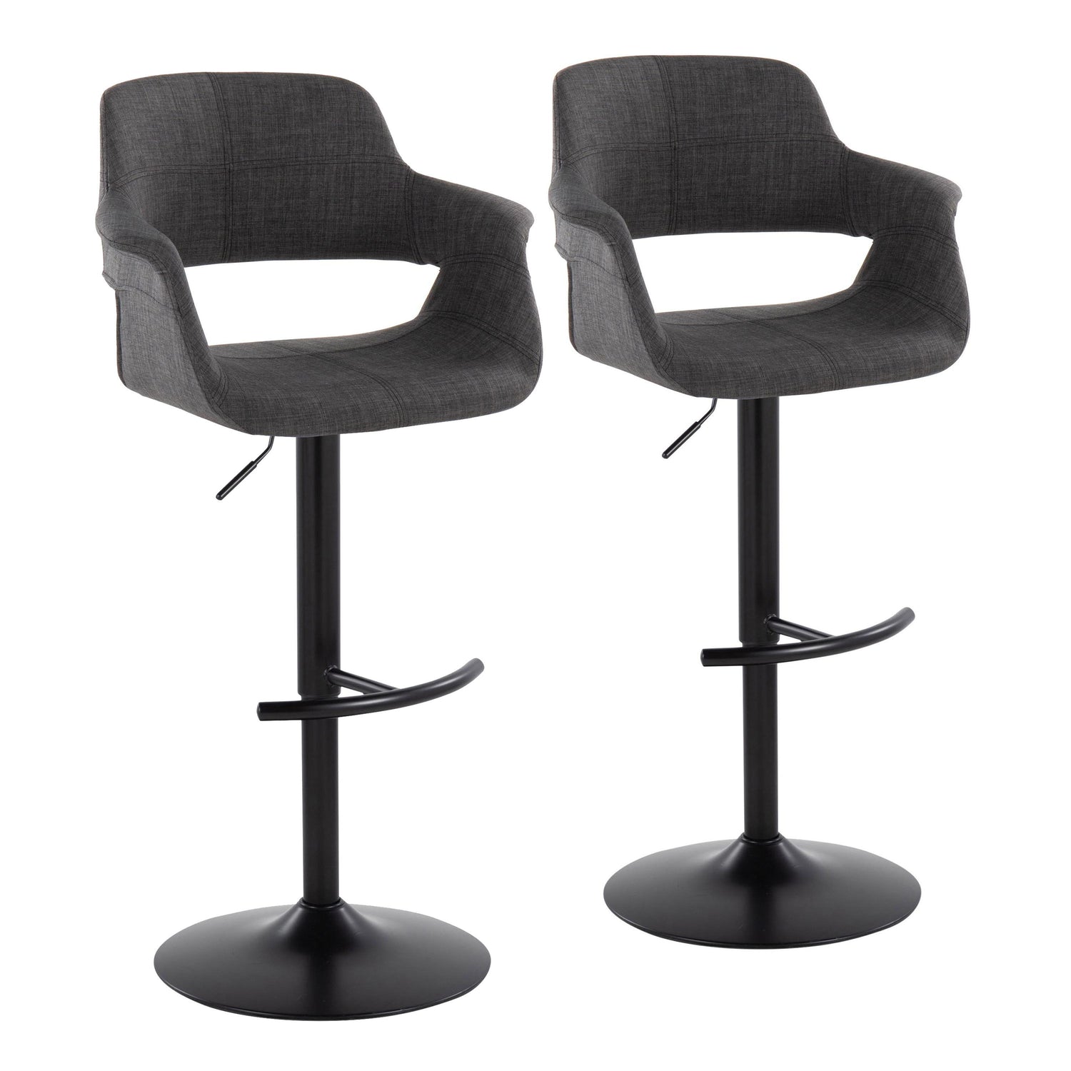 Vintage Flair - Mid Century Modern Adjustable Barstool With Swivel &amp; Rounded T Footrest (Set of 2)