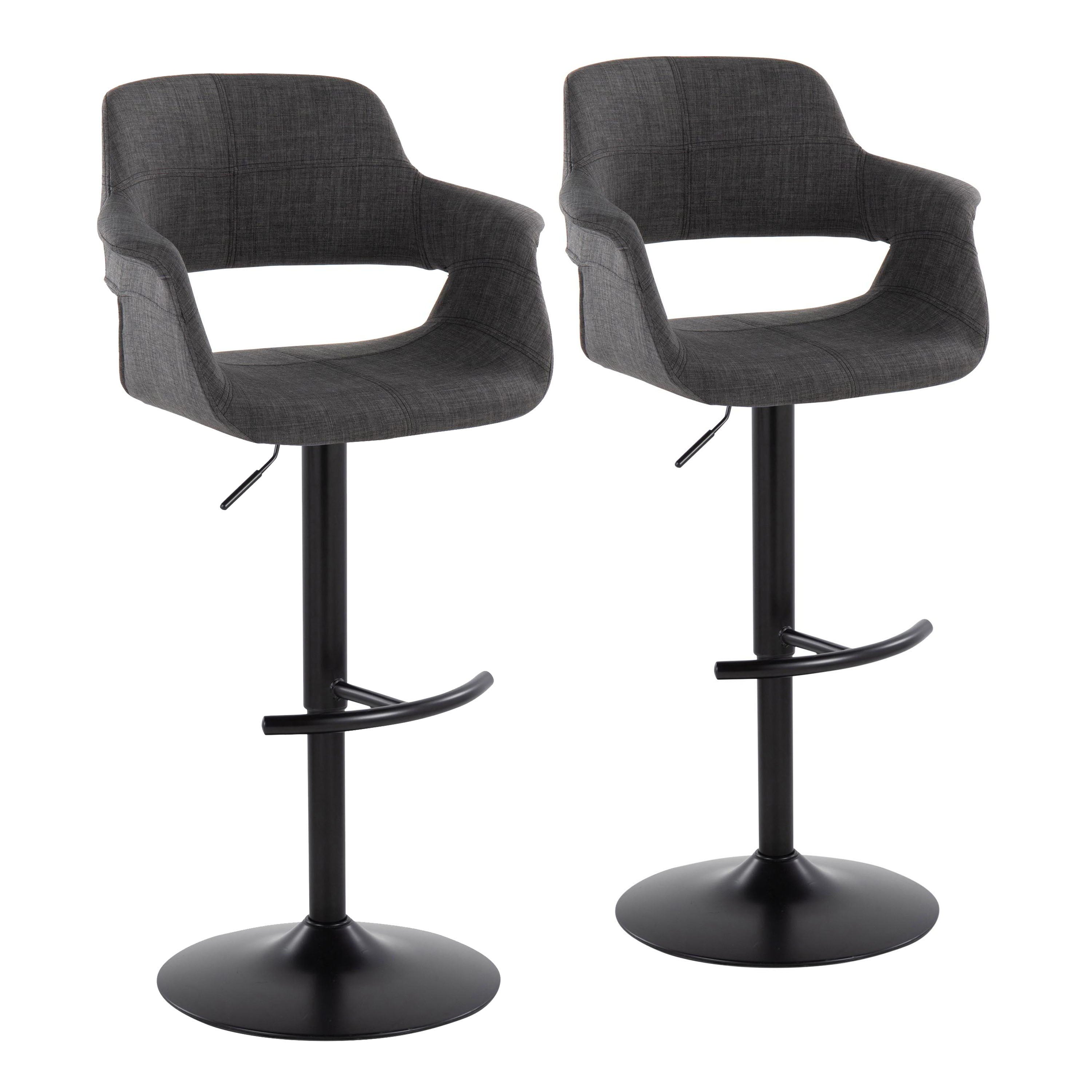 Vintage Flair - Mid Century Modern Adjustable Barstool With Swivel &amp; Rounded T Footrest (Set of 2)