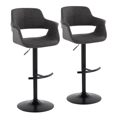 Vintage Flair - Mid Century Modern Adjustable Barstool With Swivel &amp; Rounded T Footrest (Set of 2)