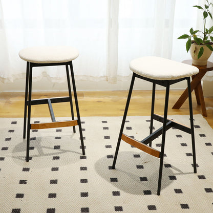 Modern Bar Stools Comfortable &amp; Stylish, Soft Fabric Upholstered, Backless (Set of 2)