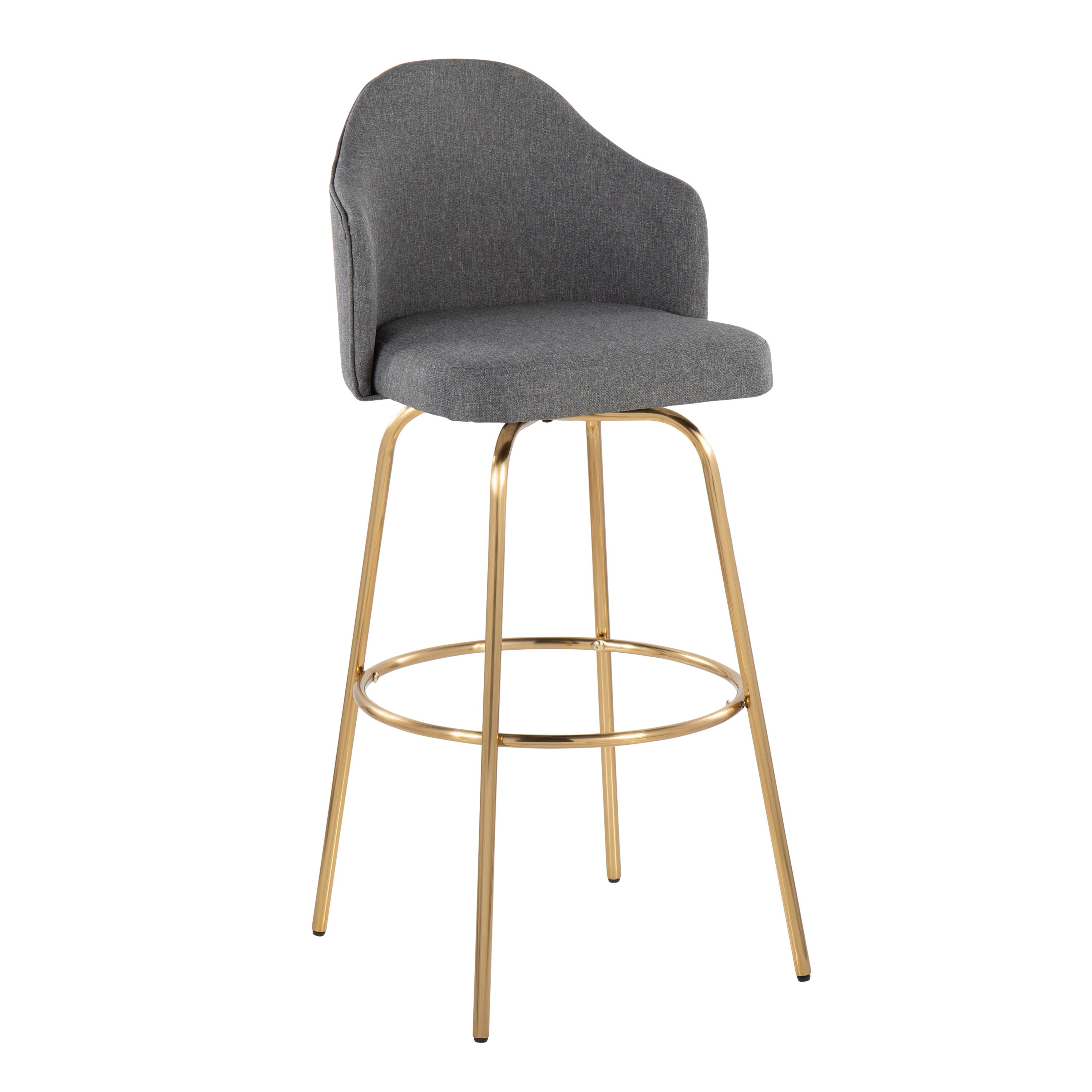 Ahoy - Contemporary Fixed Height Bar Stool &amp; Round Footrest (Set of 2)