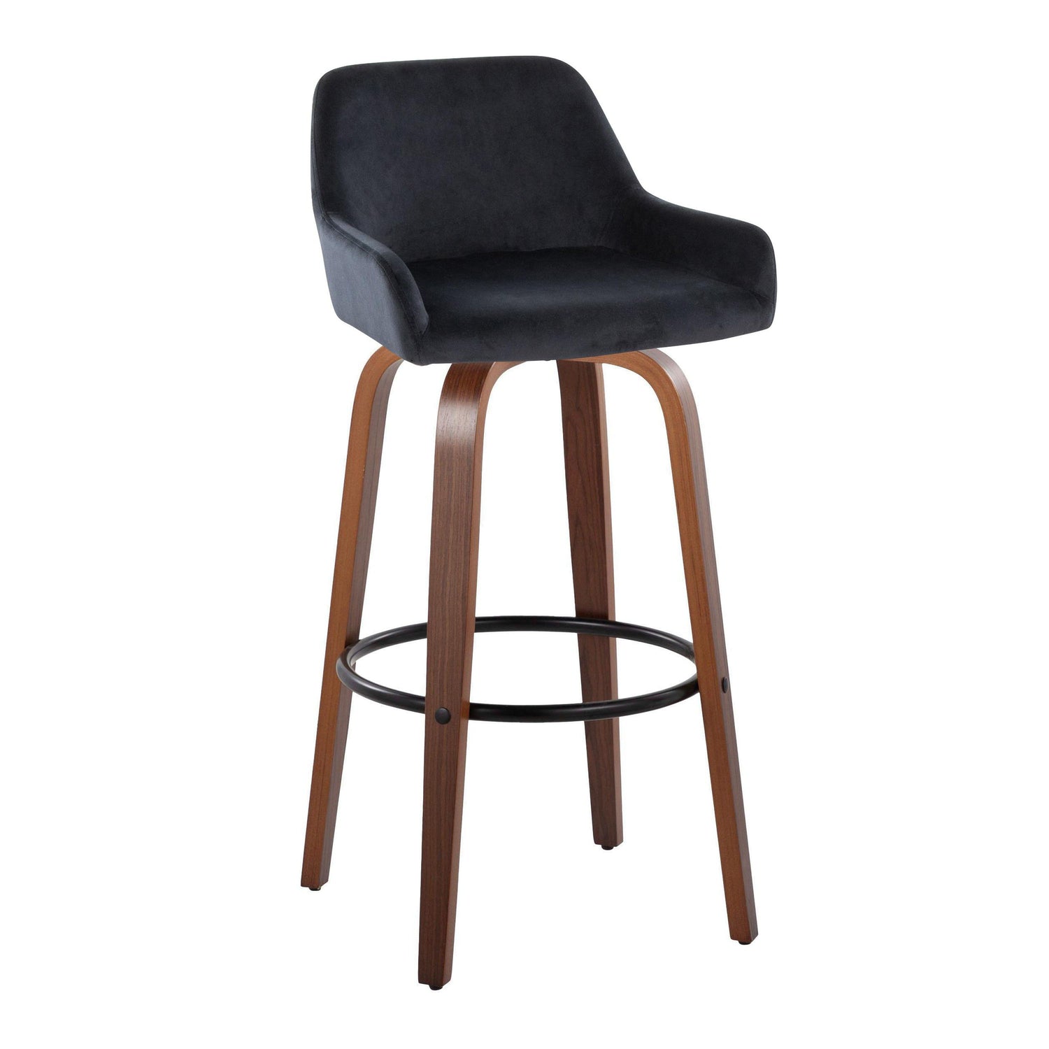 Daniella - Contemporary Fixed Height, Barstool &amp; Swivel And Round Footrest (Set of 2)