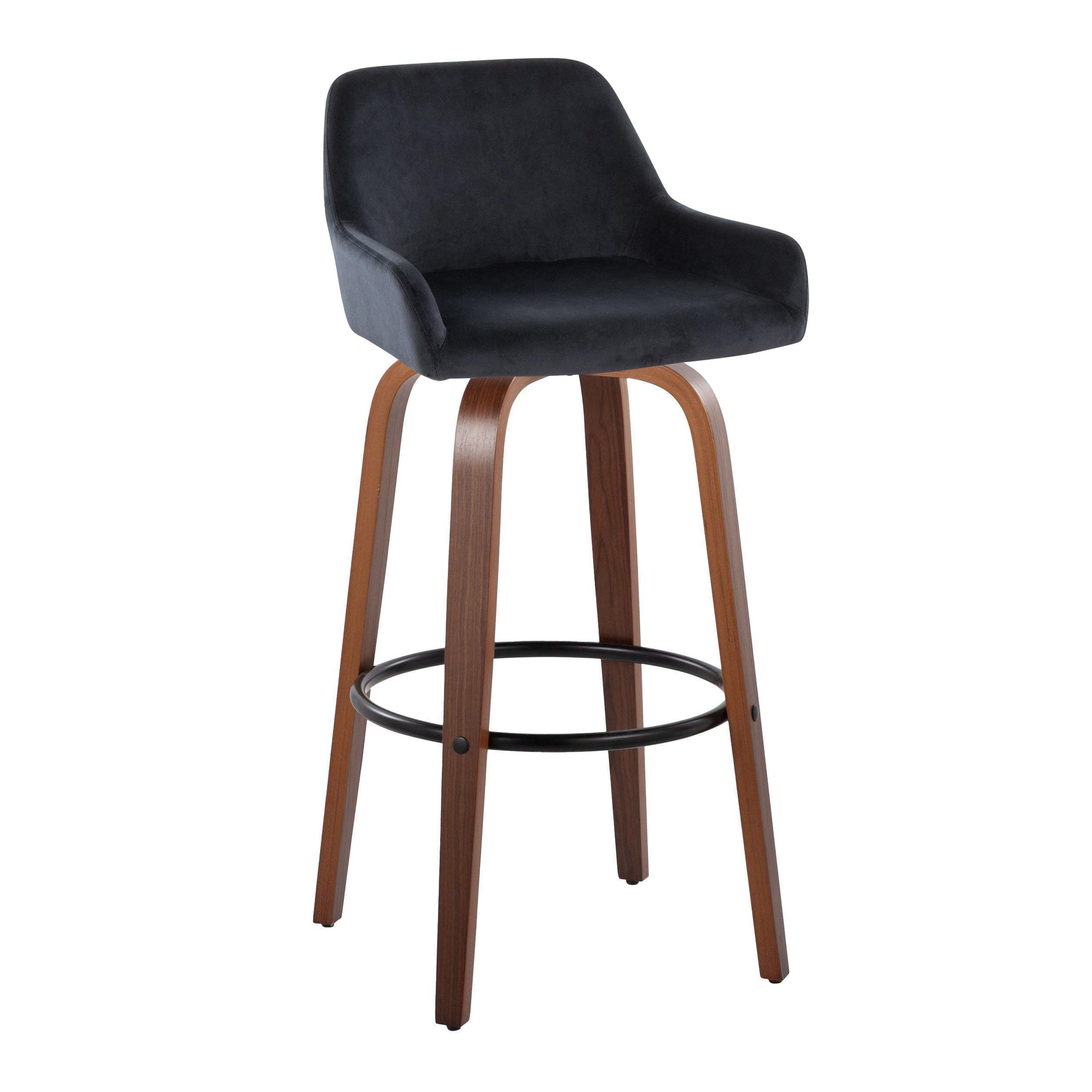 Daniella - Contemporary Fixed Height, Barstool &amp; Swivel And Round Footrest (Set of 2)