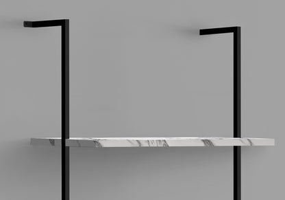 Bookshelf, Bookcase, Etagere, Ladder, 5 Tier, For Office, Marble Look Contemporary &amp; Modern