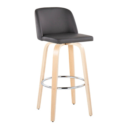 Toriano - Contemporary Fixed Height Barstool &amp; Swivel With Round Footrest (Set of 2)