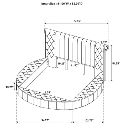 Santiago - Upholstered Round Storage Bed With Built In Charging Ports
