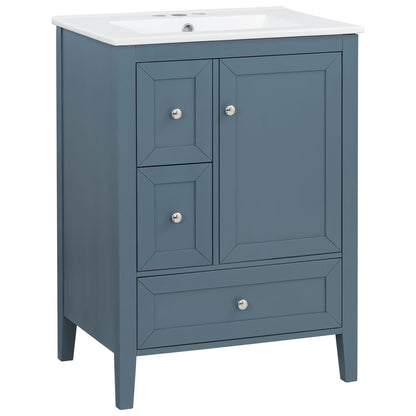 Modern Bathroom Vanity With Sink, Soft Close Drawers &amp; Door, Storage Rack