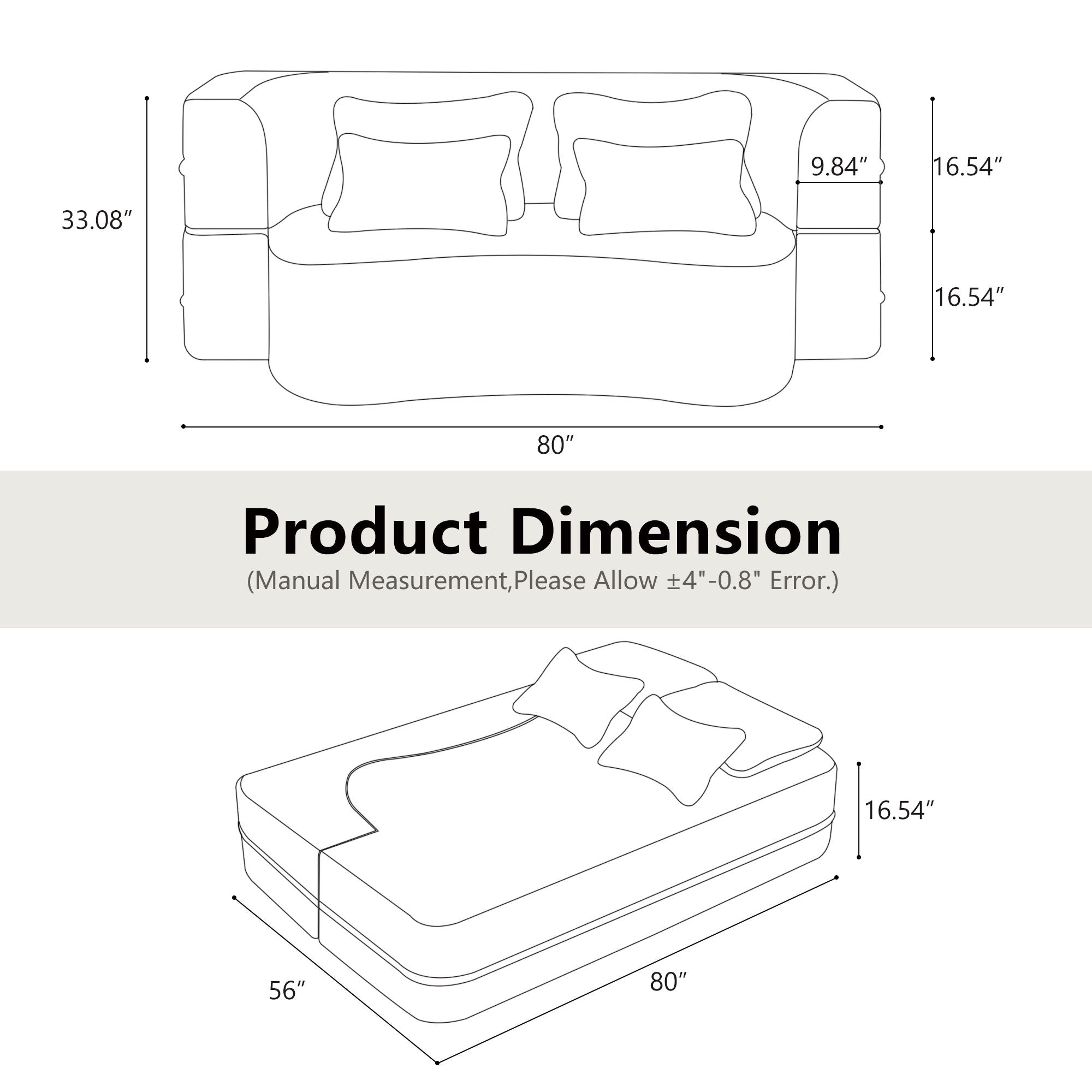 Modern Floor Sofa With 4 Pillows