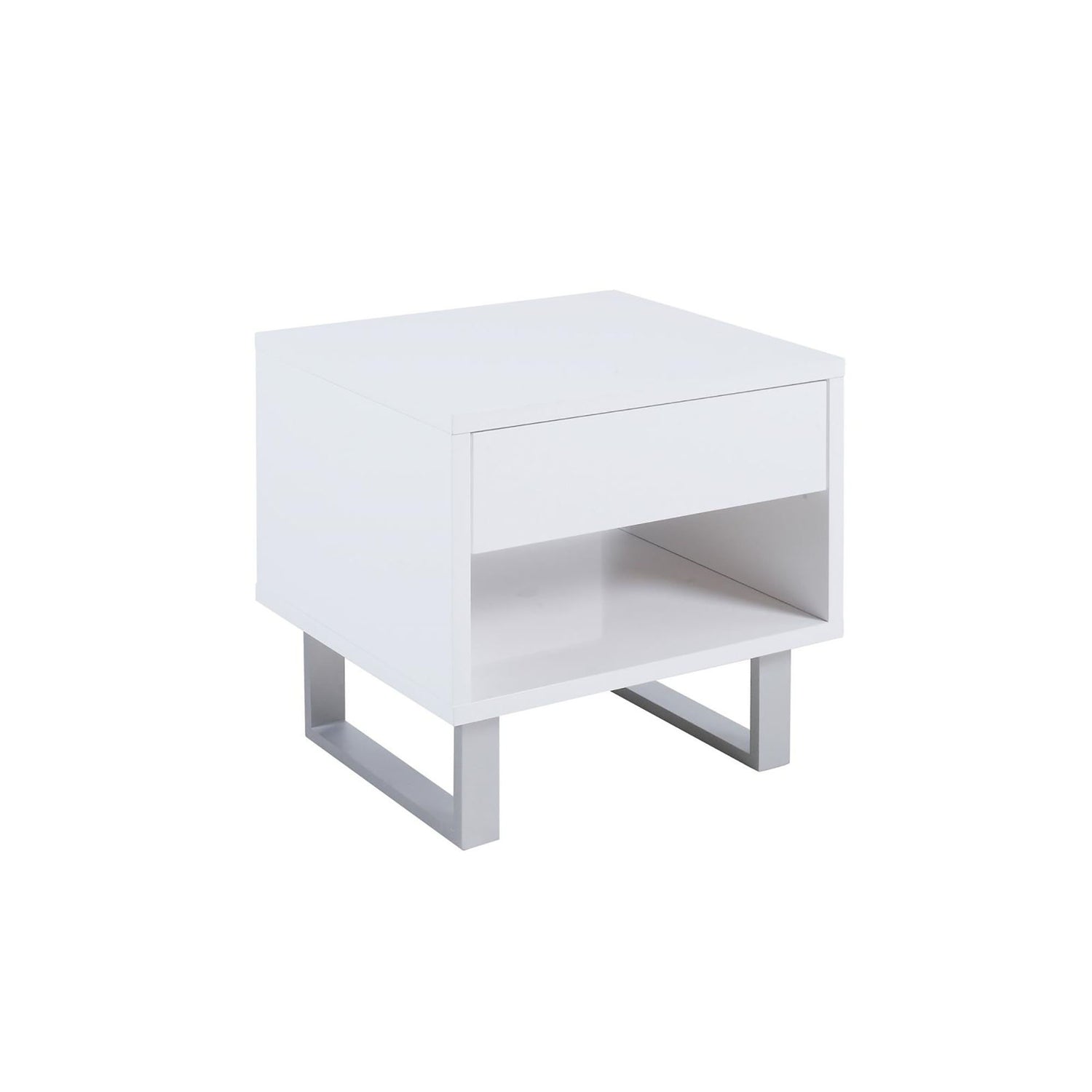 1 Drawer End Table With U-Shaped Legs - White