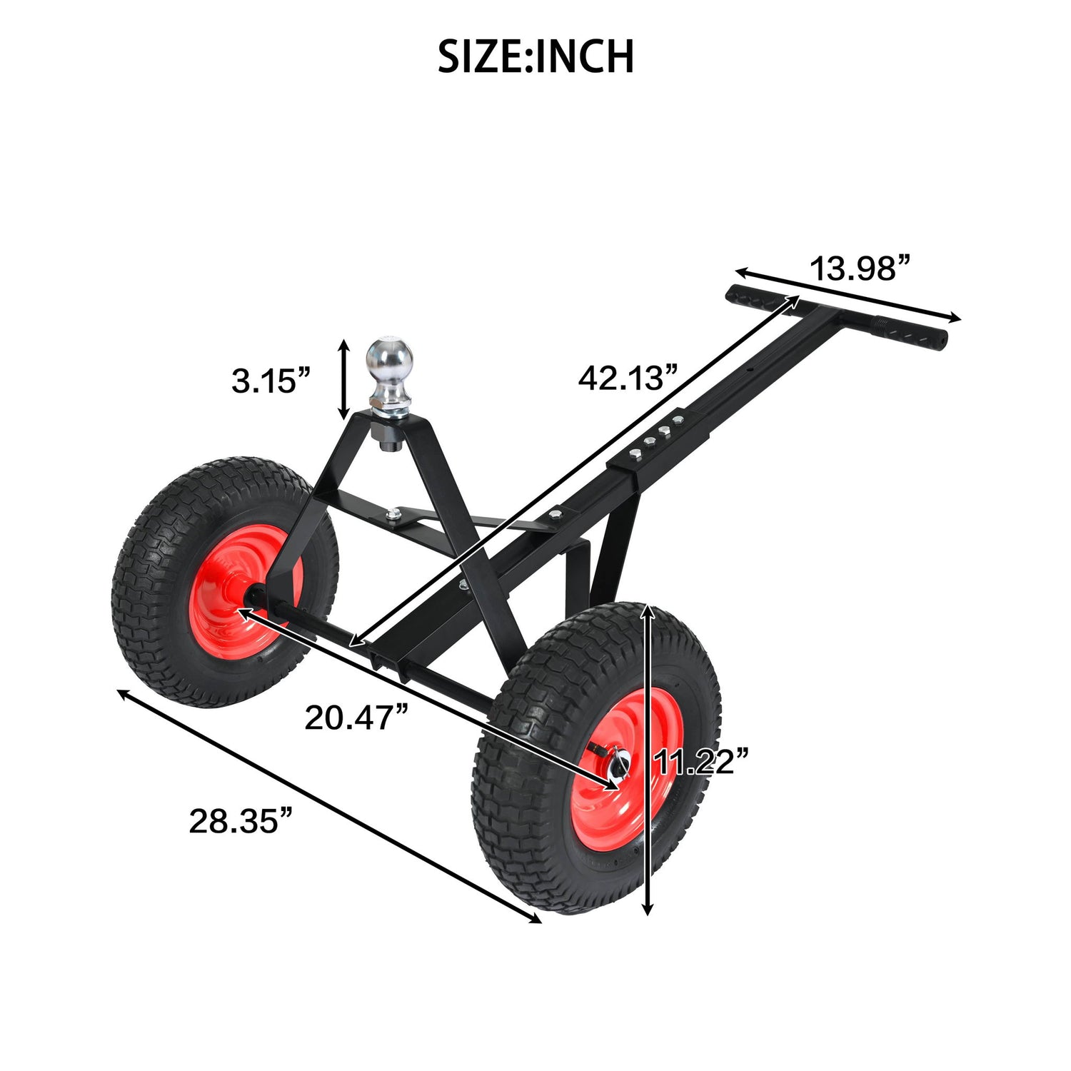 Heavy Duty Trailer Dolly With 2&quot; Ball 1000 Lb Capacity For Easy Mobility - Black