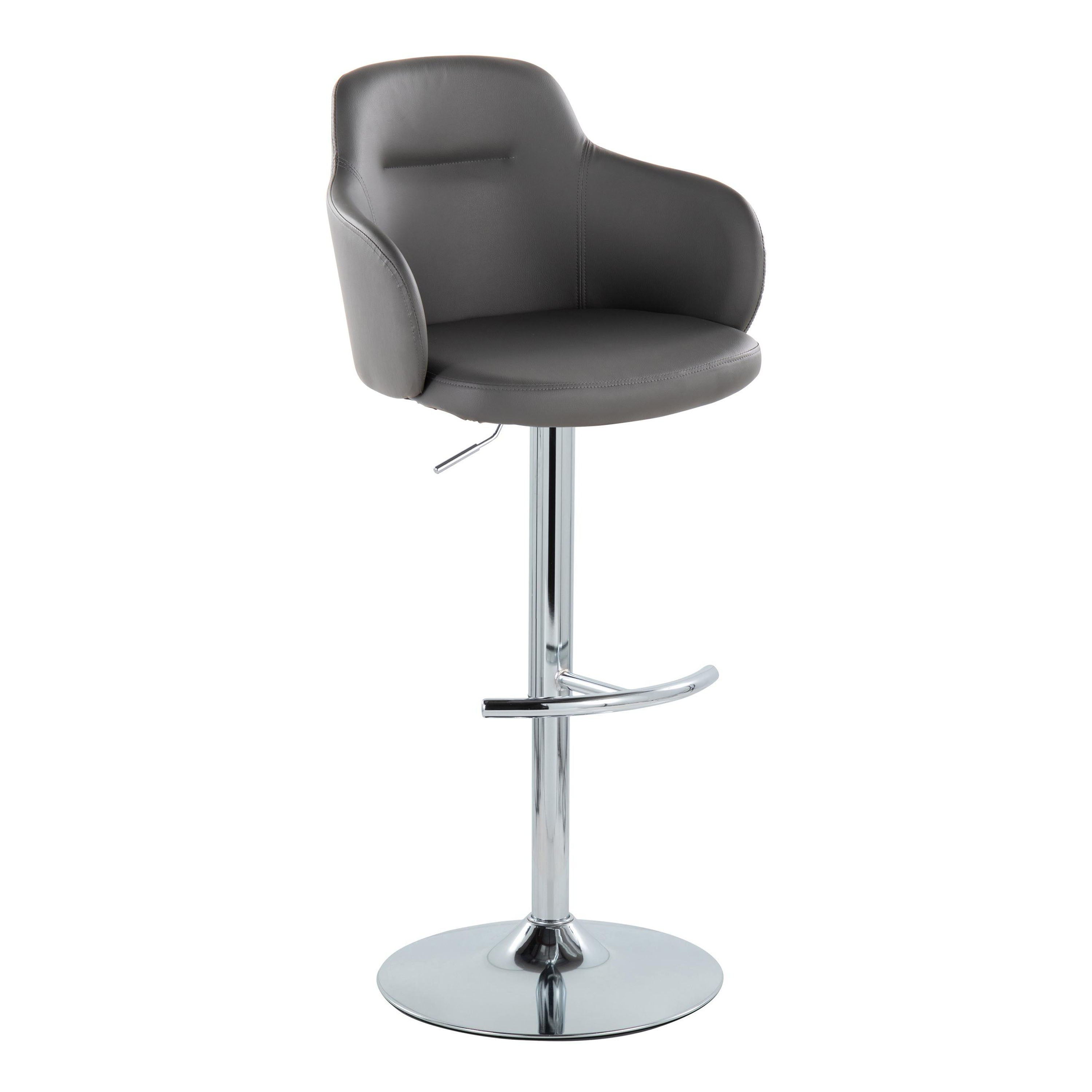Boyne - Contemporary Adjustable Barstool With Swivel &amp; Rounded T Footrest (Set of 2)