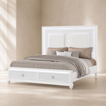 Abigale - Bed &amp; LED Lighting And 2 Drawer Storage Footboard