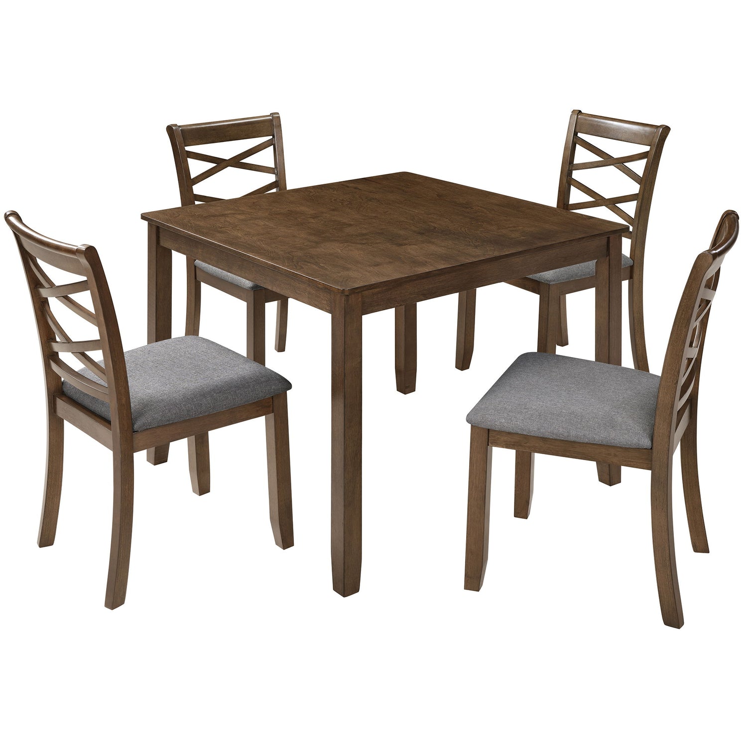 5 Piece Dining Table Set &amp; 4 Chairs - Walnut