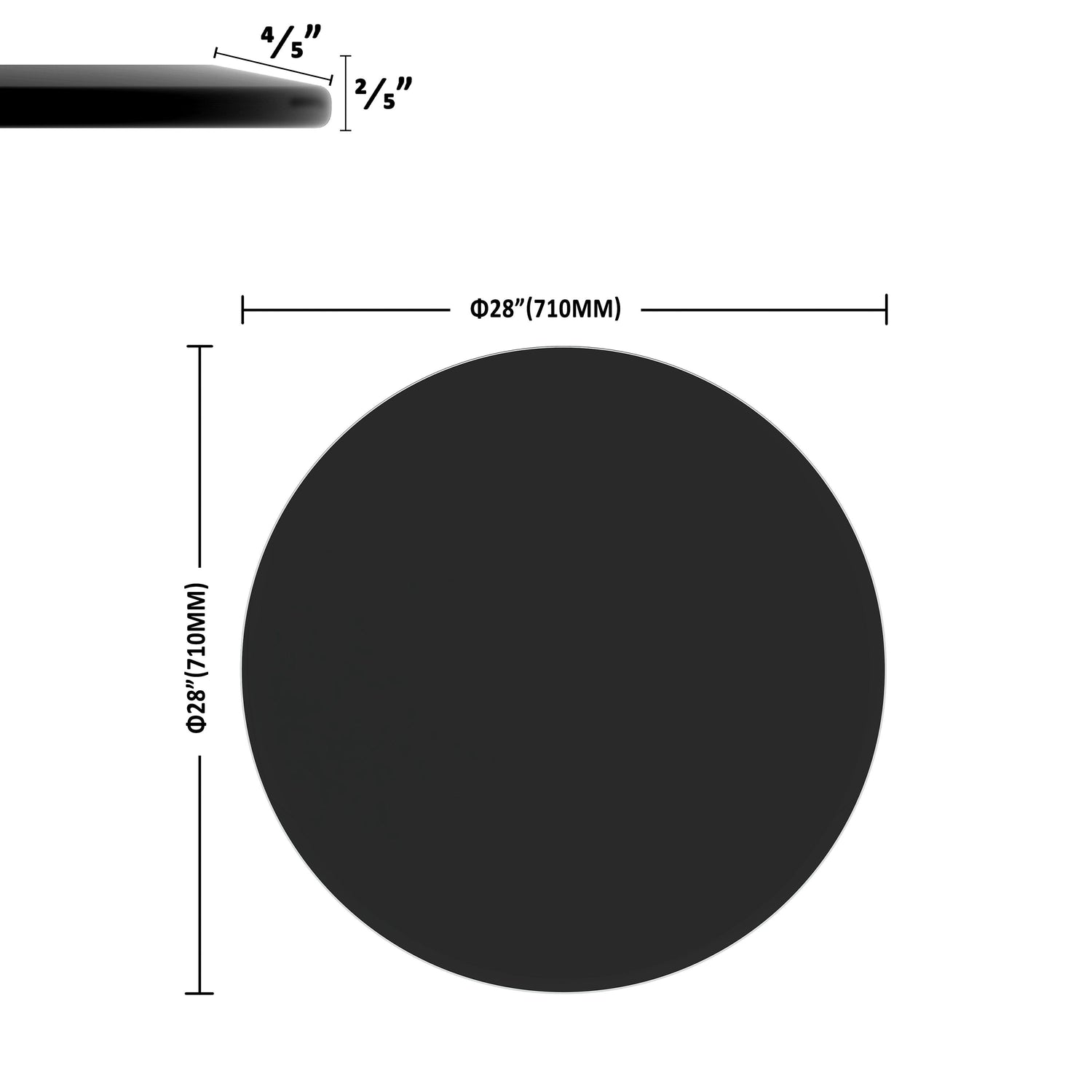 28&quot; Round Tempered Glass Table Top Clear Glass Thick Beveled Polished Edge