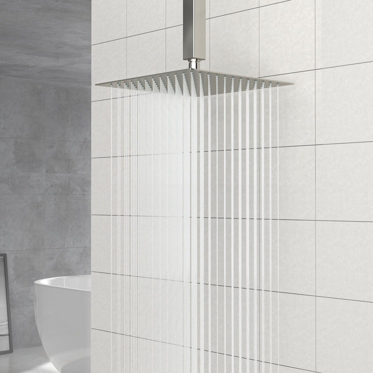 Modern 10&quot; Square Rainfall Shower Head &amp; Stainless Steel Wall Or Ceiling Mount Luxury Spa Shower Panel