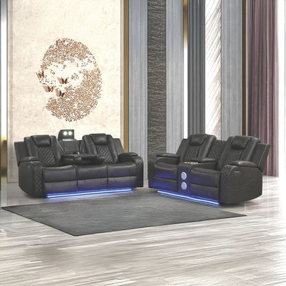 Benz - LED &amp; Power Recliner With Adjustable Headrests And Ambient LED Lighting