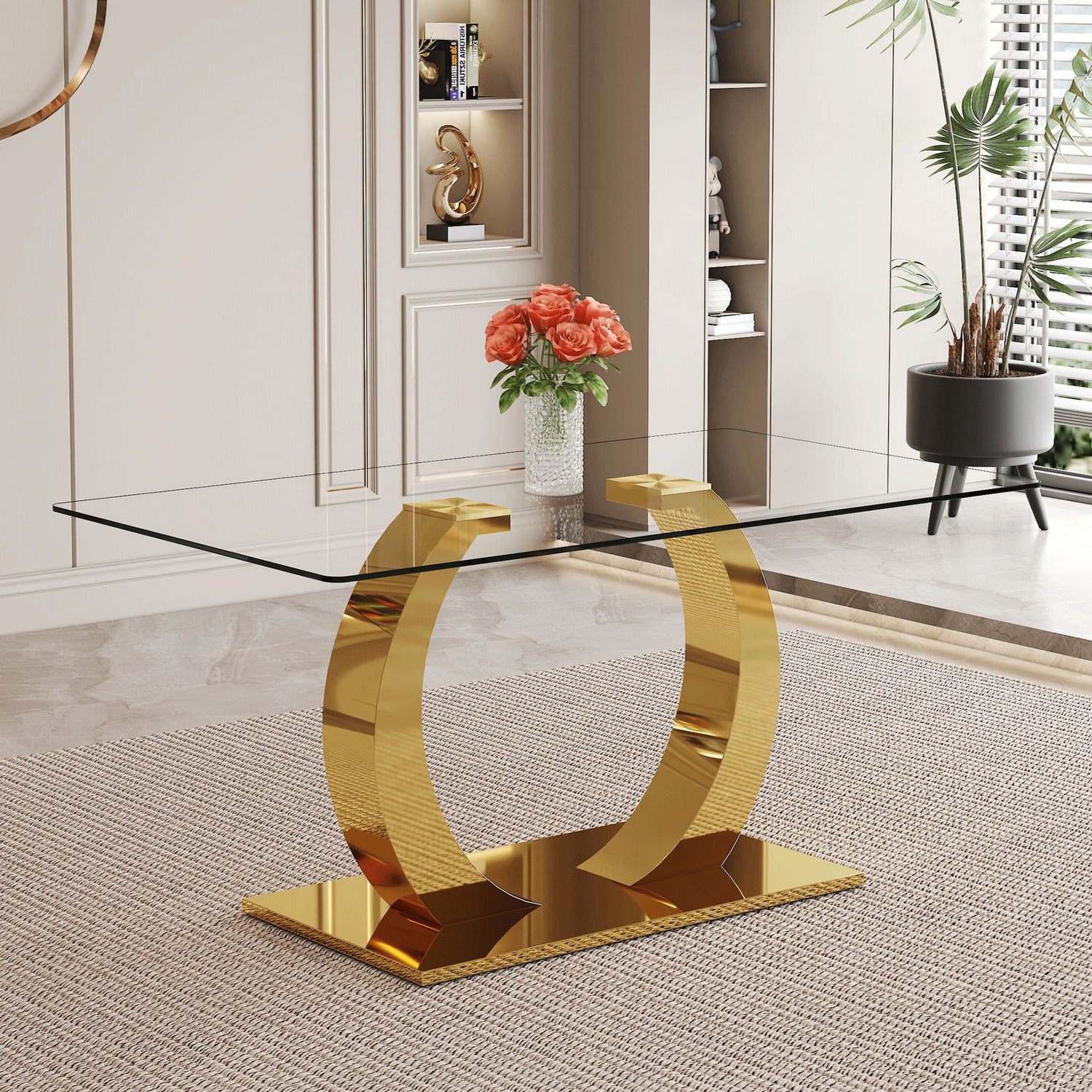 Dining Table For Living Spaces - Gold / Transparent