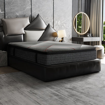 15" Euro Top Gel Memory Foam Hybrid Mattress With Pocket Coils, Cooling &amp; Edge Support - Black - Queen