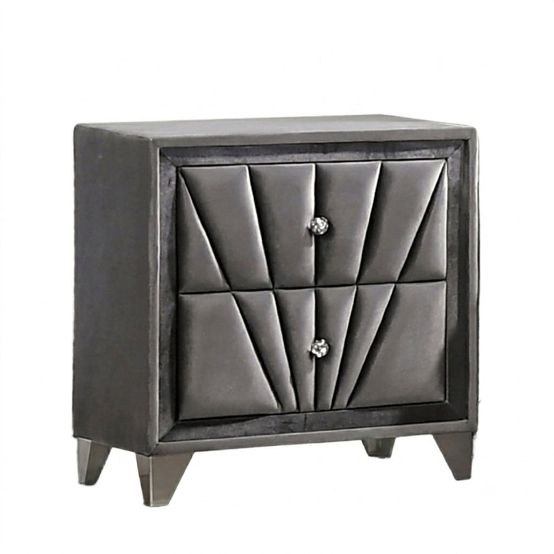 Nightstand, 2 Drawer Upholstered Frame - Gray