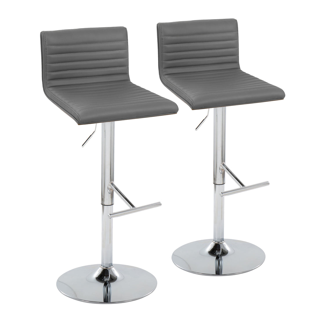 Mason - Contemporary Adjustable Barstool &amp; Swivel With Straight T Footrest (Set of 2)